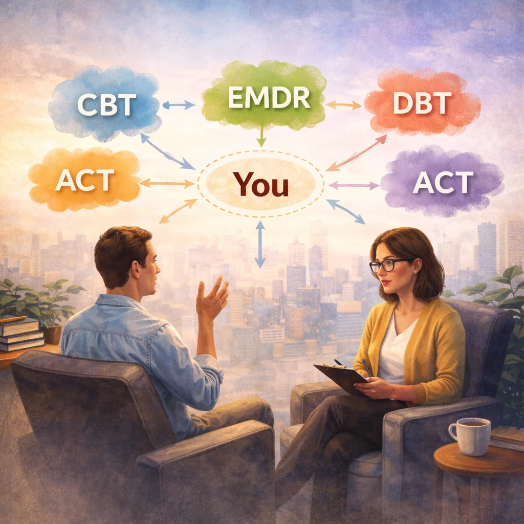 Therapy approaches CBT EMDR ACT mental health